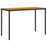 Masa gradina blat din lemn acacia, negru 115x54x74 cm poliratan