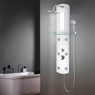 vidaXL Unitate panou de duș, 25 x 43 x 120 cm, argintiu foto
