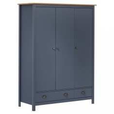 vidaXL Șifonier cu 3 uși Hill,, gri, 127x50x170 cm, lemn masiv pin 288953