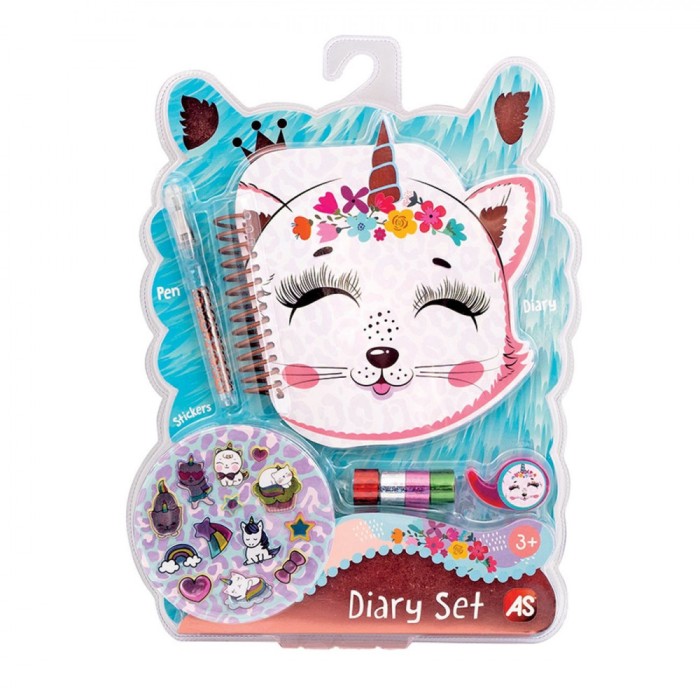 Set școlar pentru Fete, AS, 3 Carnete cu Pix, Bandă Adezivă și Autocolante, Multicolor