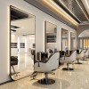 Consolă consolă de frizerie cosmetică oglindă LED cadru din aluminiu 150x90 STD