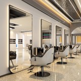 Consolă consolă de frizerie cosmetică oglindă LED cadru din aluminiu 150x90 STD