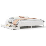Cumpara ieftin Cadru de pat fara saltea, alb, 200x200 cm, lemn masiv pin