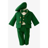 Costum botez 5 piese, verde - DPH332