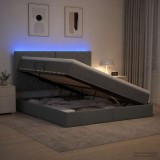 Cumpara ieftin Pat cu LED si saltea Gri inchis 180 x 200 cm Tesatura