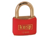 Lacăt cu toartă din alamă, protecţie joasă, 40 mm, roşu