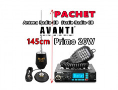 Pachet Statie Radio CB AVANTI Primo 20W + Antena Radio CB AVANTI Italo cu Magnet Avanti 170PL foto