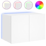 Cumpara ieftin Comoda TV de perete cu lumini LED, alb, 60x35x41 cm