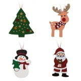 Ornamente Brad Crăciun, Figuri Lemn, 4cm, Multicolor, Set 8 Bucăți, Oem