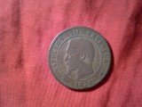 Moneda 10 centime Franta Napoleon III 1856 litera A , bronz , cal. Buna, Europa