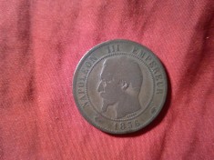 Moneda 10 centime Franta Napoleon III 1856 litera A , bronz , cal. Buna