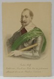 GUSTAV ADOLF , FOST REGE AL SUEDIEI , GRAVURA COLORATA MANUAL , CARTE POSTALA , INCEPUTUL SEC. XX