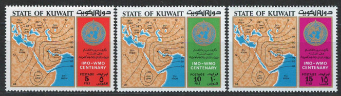 Kuweit 1973 Mi 571/73 MNH - 100 de ani de la Organizatia Meteorologica Mondiala