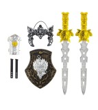 Set Gladiator pentru copii din 5 piese, Sabii, Scut, Bratara si Masca