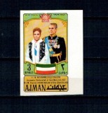 Ajman 1971 - Shah Reza and Farah Diba of Persia, nedantelata neuzata
