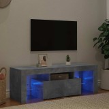 Comodă TV cu lumini LED, gri beton, 120x35x40 cm