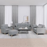 VidaXL Set de canapele cu perne, 4 piese, gri deschis, material textil
