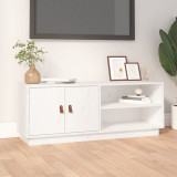 vidaXL Comodă TV, alb, 105x34x40 cm, lemn masiv de pin