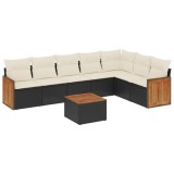 Cumpara ieftin Set mobilier de gradina cu perne, 8 piese, negru, poliratan