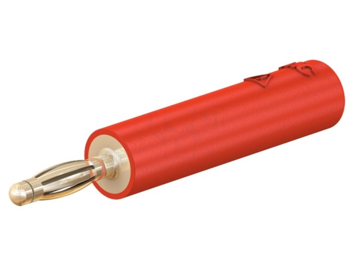 Conector adaptor banană 2mm aurit roșu