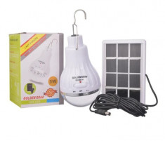 Bec cu leduri portabil si mini panou solar inclus pentru incarcare , 5W,LL-028 foto