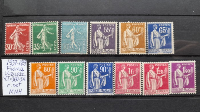 1937-1939-Franta-uzuale YT360-371-MNH