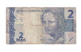 Bancnota Brazilia 2 reais 2010 (seria BH 2014), circulata, uzata