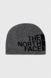 The North Face Beanie cu două fețe culoarea gri, din tesatura neteda