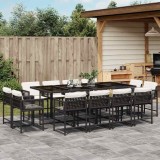 Set mobilier de grădină cu perne, 13 piese, negru, poliratan