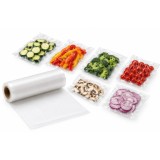 Pungi de vidat striata rola 28x600 cm, tip manson pentru aparat de vidat alimente si congelator