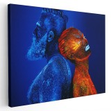 Tablou cuplu in pudra fluorescenta si lumina neon Tablou canvas pe panza CU RAMA 80x120 cm
