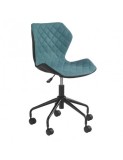 Scaun birou copii HM Matrix, Ergonomic, Cadru Cromat, Stofa/Piele ecologica, Roti pivotante, 100 Kg, Negru/Turcoaz, Multicolor