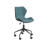 Scaun birou copii HM Matrix, Ergonomic, Cadru Cromat, Stofa/Piele ecologica, Roti pivotante, 100 Kg, Negru/Turcoaz