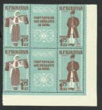 ERORI / ROMANIA 1958 LP 462 COSTUME NATIONALE TRIPTIC IN PERECHE -MNH