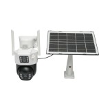 Camera supraveghere lentila duala 2x2MP, WIFI rotativa cu panou solar 7W, PTZ, 1080P, senzor miscare, night vision, aplicatie V380 Pro