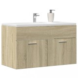 vidaXL Dulap Chiuvetă Baie Stejar Sonoma 90x38.5x46cm Lemn Prelucrat Maro Mobilier Montat pe Perete