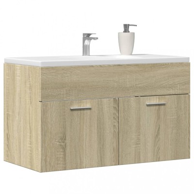 vidaXL Dulap chiuvetă baie, stejar sonoma 90x38,5x46 cm lemn prelucrat foto