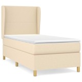 Cumpara ieftin Pat box spring cu saltea, crem, 80x200 cm, textil