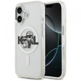 Husa MagSafe pentru Apple iPhone 17, Karl Lagerfeld, IML Sketch Logo Glitter Karl &amp; Choupette, Transparenta