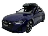 Macheta Audi RS6 1:32 albastra replica metal lumini si sunete usi deschise portbagaj functional
