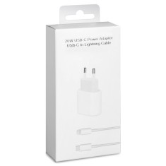 OEM (MHJ83ZM) - Incarcator retea + Cablu Lighting, 1xUSB-C, 20W, White [blister]