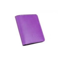 Portcard din piele naturala, lucrat si cusut manual, Orion, Handmade, Mov, Produs in Romania