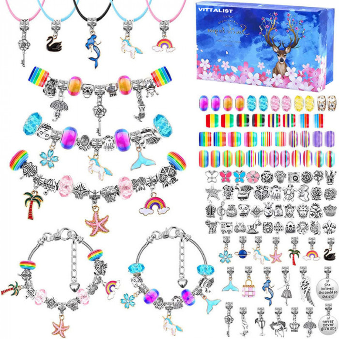 Kit de Facut Bratari Charm-uri Talismane tip Pandora, Accesorii pentru ...