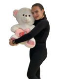 Urs de Plus Alb cu Inima Te Iubesc Roz 50cm - Jucarie Plus, Cadou Romantic, Plus Vatelina, Copii 3+
