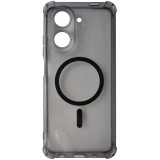 Husa spate silicon gri transparent cu negru, magnet, colturi intarite, pentru Xiaomi Redmi A5 4G