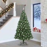 vidaXL Brad de Crăciun artificial Verde 240 cm PVC și Oțel și Plastic 3396933