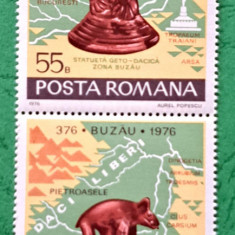 TIMBRE ROMANIA MNH LP919/1976 1600 ani atestare oraș Buzau -Serie în pereche
