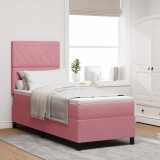 Cumpara ieftin Pat cu arcuri cu saltea cu headboard Roz 80 x 200 cm Catifea