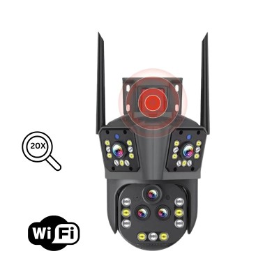 Camera de supraveghere WIFI 10K, 20MP, Zoom 20X, 5 lentile, Control din aplicatie, Comunicare bidirectionala, Urmarire automata foto