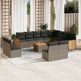 vidaXL Set mobilier de grădină cu perne, 13 piese, gri, poliratan 3260562